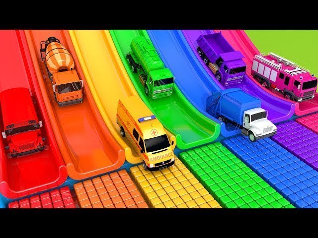 Learn Colors with 5 Street Vehicles and Assembly Fruit Wheels Flying Cars Pretend Play Toys for kids class=