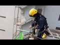 ロープアクセス 飛散防止ネット張り2