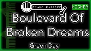 Boulevard Of Broken Dreams (HIGHER +3) - Green Day - Piano Karaoke Instrumental