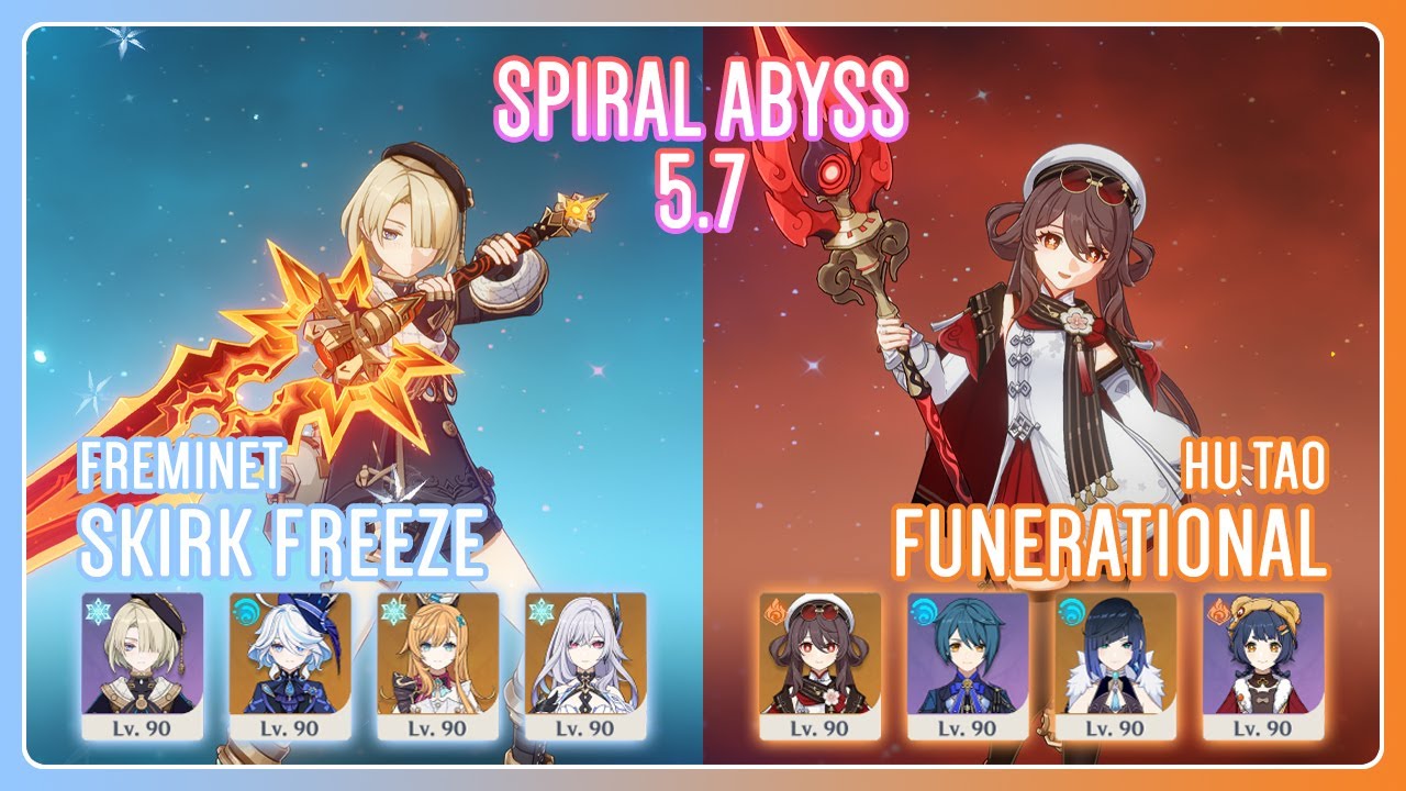 C6 Freminet Skirk Freeze & C1 Hu Tao Funerational | Spiral Abyss 5.7 | Genshin Impact