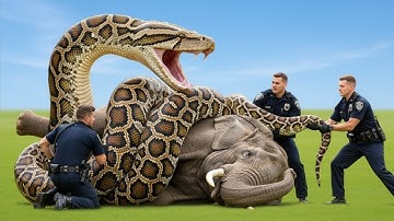 Courageous Rescue Team Fights Giant Python to Save Innocent Elephant 🐘
