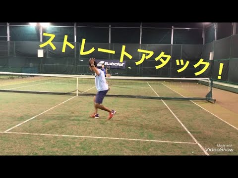ミスをしないコツを伝授！浮いたボールをストレートアタック！【テニス】【ボレー】【バック】