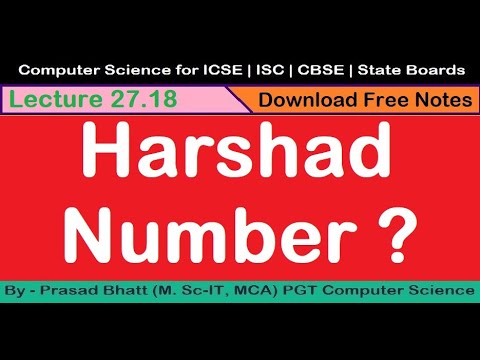 27 18 | harshad number | computer science up board | computer science uk board | computer isc