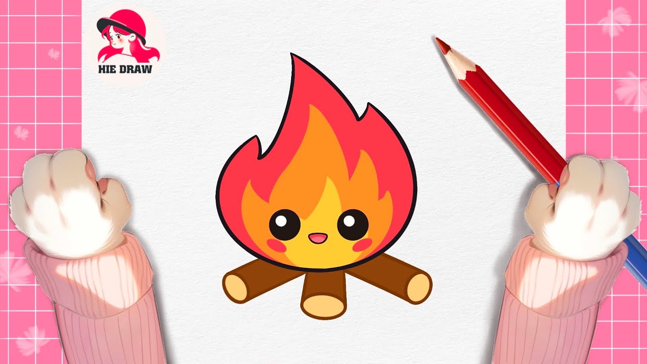 How to Draw a Cute Campfire Easy | Vẽ Đống Lửa - youtube