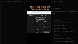 String and Date functions in Sql #databaseconcepts #sqlfunctions #sqlqueries #shorts