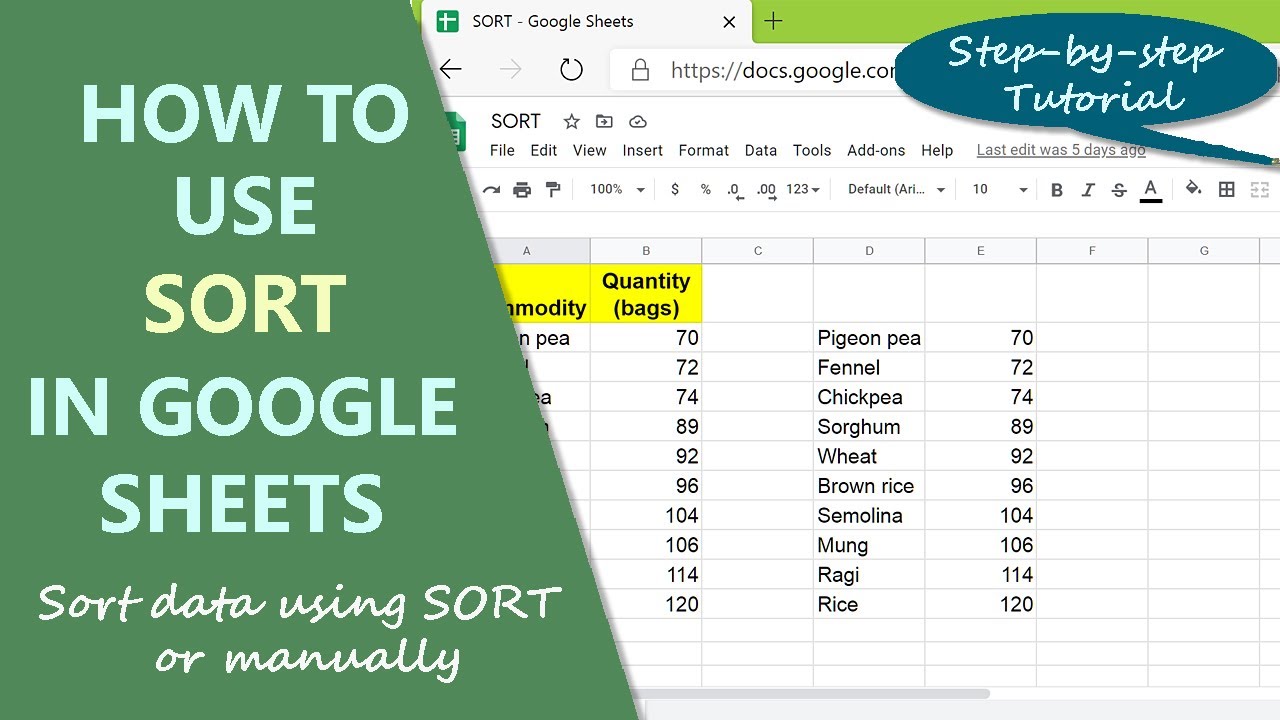 Google Sheets Sort Function | Sort Data in Ascending or Descending Way | Sort Data Manually