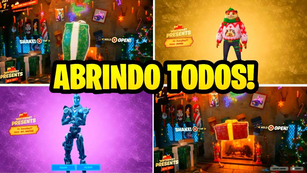 ABRINDO TODOS OS 14 PRESENTES do NATAL 2025 no FORTNITE 2025! COMO ABRIR TODOS OS PRESENTES!