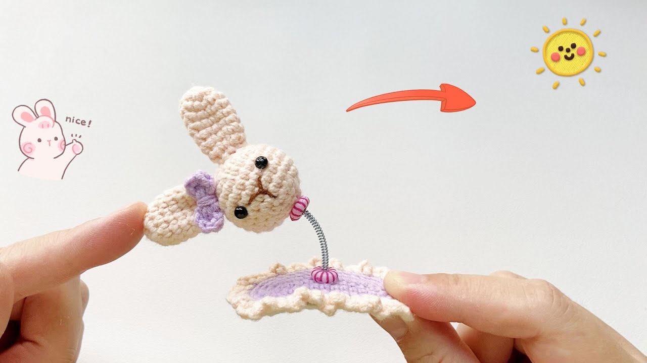 コメント制♡handmade♡編み上げうさ耳♡バレッタ♡カルーセルうさぎ Rabbit 🐰swing Hairclip Crochet Tutorial ｜How to Crochet a
