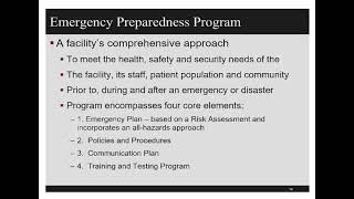 New CMS Regulatory Requirements for Emergency Preparedness Programs