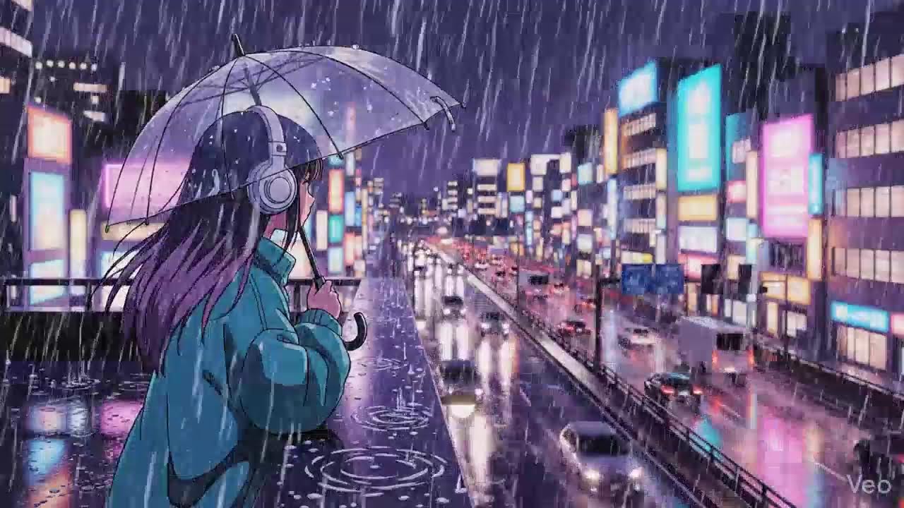 Japanese Neon City Rain 🌧️ Lofi Chillhop for Study & Focus