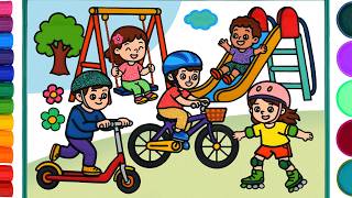 let s play outside jelly painting kids children scooter