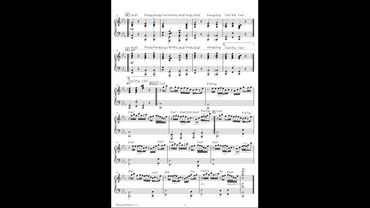 Thousand Knives + α (ピアノ譜) - YouTube