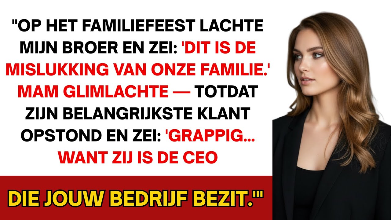 Op het familiefeest noemde mijn zus me 'de familieloser'. Haar baas glimlachte alleen maar en zei...