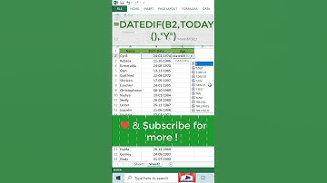 Calculate age in excel | Get age from date of birth in excel