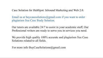 Case Solution HubSpot Inbound Marketing and Web 2.0