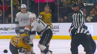Kai Uchacz, Playing In His Second Nhl Game, Drops The Mitts With Samuel Helenius.