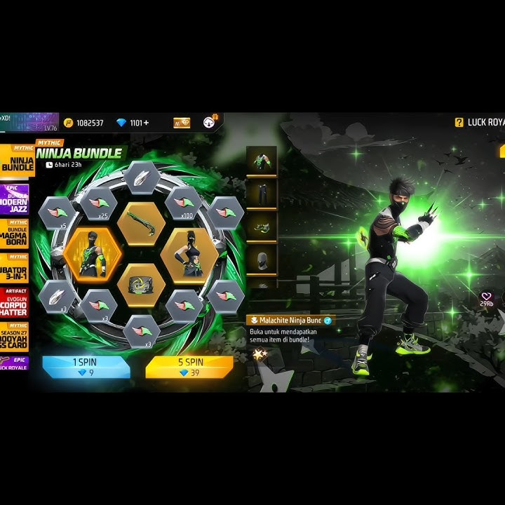 SPIN BUNDLE NINJA HOKI PARAH😱 #freefire #shorts