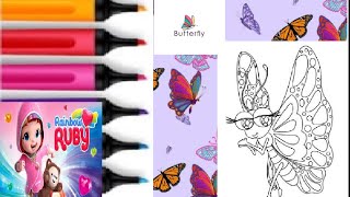 Coloring Kawaii Erfly Coloring Page By Color With Rainbow Ruby.