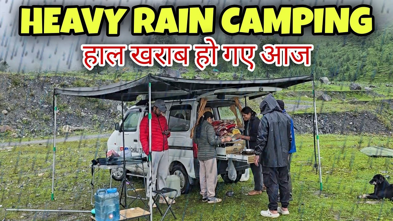 601 / Heavy rain camping in solang valley Manali.