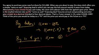 How to compute an implied interest rate on a same as cash deal