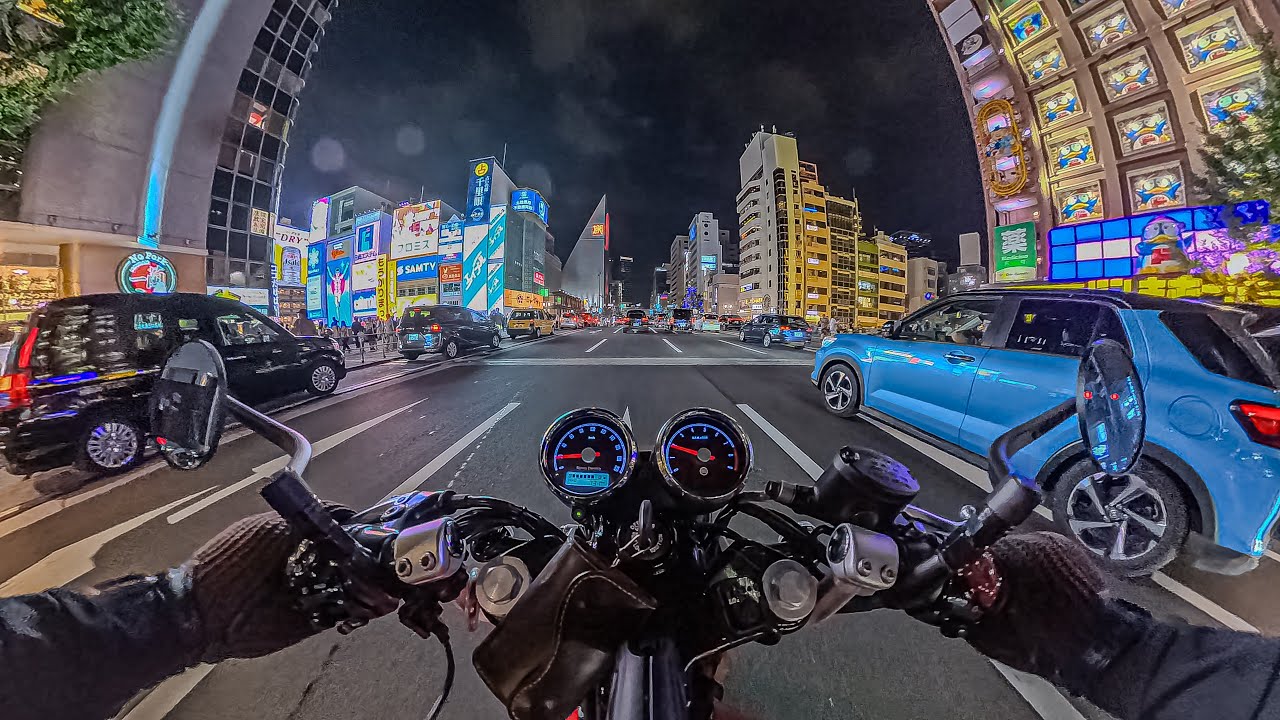 【排気音】Night touring in Osaka Two cylinders engine sound CONTINENTAL GT 650 ［Japan］25.08 PM9:00 