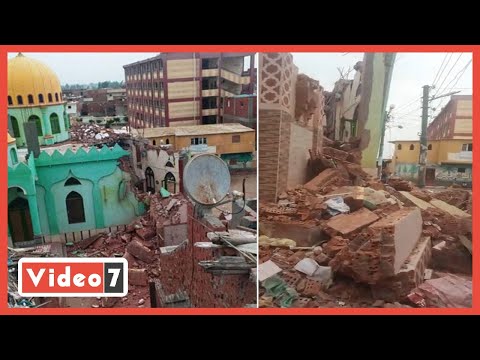 عواصف البحيرة تهدم 3 مآذن شاهد آثار الطقس السيئ فى كوم حمادة 