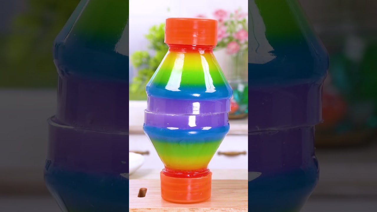 How to Make Rainbow Bottle Jelly🌈 Satisfying ASMR | Mini Cake #shorts #asmr #miniature #minicake