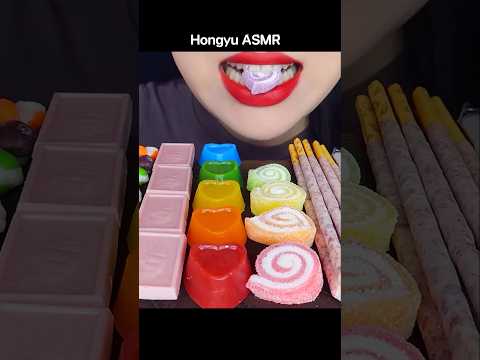 ASMR RAINBOW DESSERTS 다양한 무지개 해외 간식 라부부 디저트 먹방 <strong>FROZEN</strong> LABUBU  #shorts #mukbang #먹방 #rainbow #hongyu