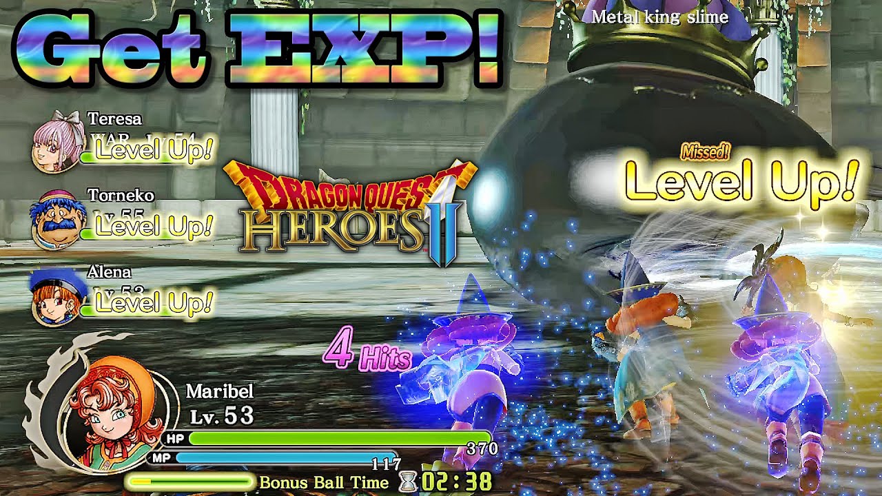 Dragon Quest Heroes II - Farming EXP in Metal King Slime Dungeon With Bonus Ball