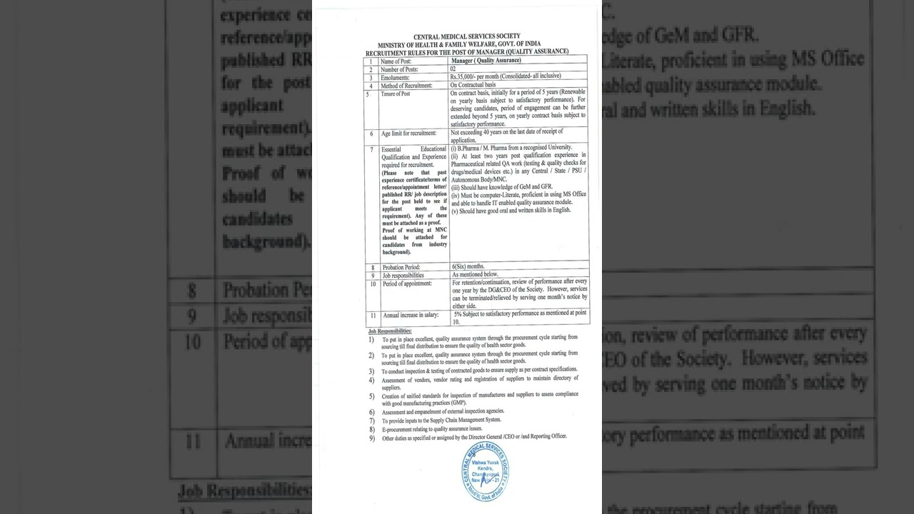 General Manager, Manager, Pharmacists Recruitment CMSS