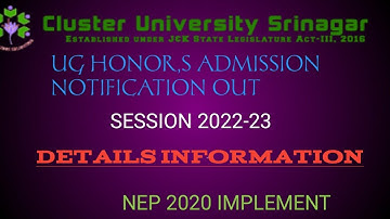 Cluster university of srinagar|UG (Honor