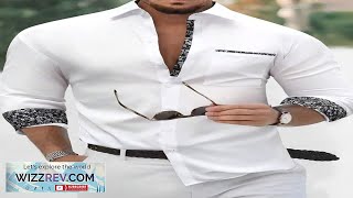 Manfinity Mode Men's Fashionable Casual Printed Patchwork Long Sleeve Orange Shirt Men Review