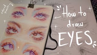 how to draw eyes with colored pencils / sketch + color // sour.c.andy