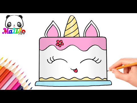 Как нарисовать торт Единорог легко | Простые рисунки для срисовки ТОРТИК How to draw a cake unicorn