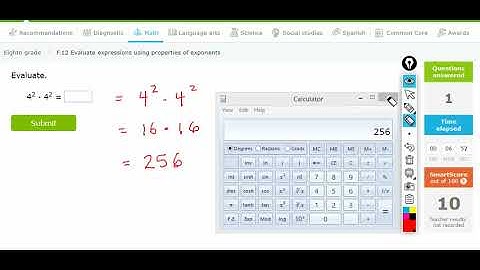 8.F.12 Evaluate expressions with exponents