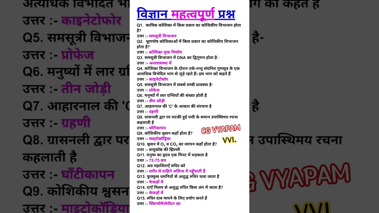 general knowledge / gk question / science question / ssc/ CG VYAPAM / cg tet / psc / prayogshala 