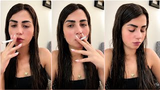 Cute usa girl smoking cigarette 🖤 | foreigner girl smoking on online live 😻