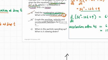 Acceleration of Particle; Graph the Position, Velocity and Acceleration; Particle Speeding Up; etc
