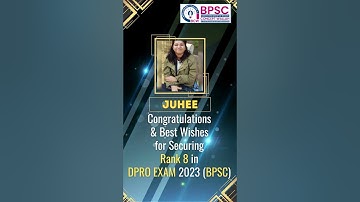 Congratulations for securing Rank -8 in DPRO Exam 2023 (BPSC) #shorts