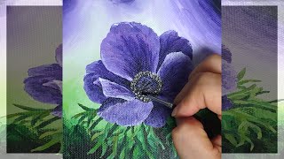 Anemone painting | Flower painting | Acrylic painting Step by Step 🌈021