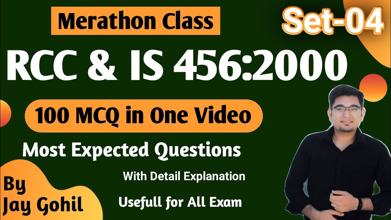 Set 4 | RCC & IS 456:2000 | 100 Most IMP MCQ Questions for Additional Assistant Engineer (AAE)|GSSSB