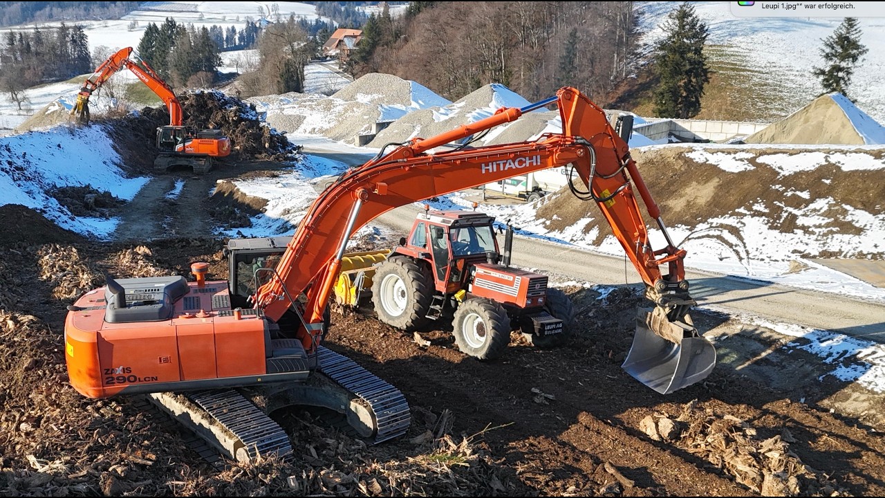 Vom Wurzelstock bis zum Humus 🇨🇭 mit Bagger, Fiat Traktor, Fräse und Dieselpower 🇨🇭
