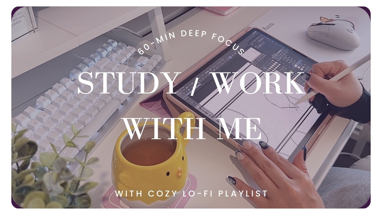 Study / Work With Me | 1 Hour Cozy Lo-fi + Typing Sounds👩‍💻一緒に1時間作業しよう🫧