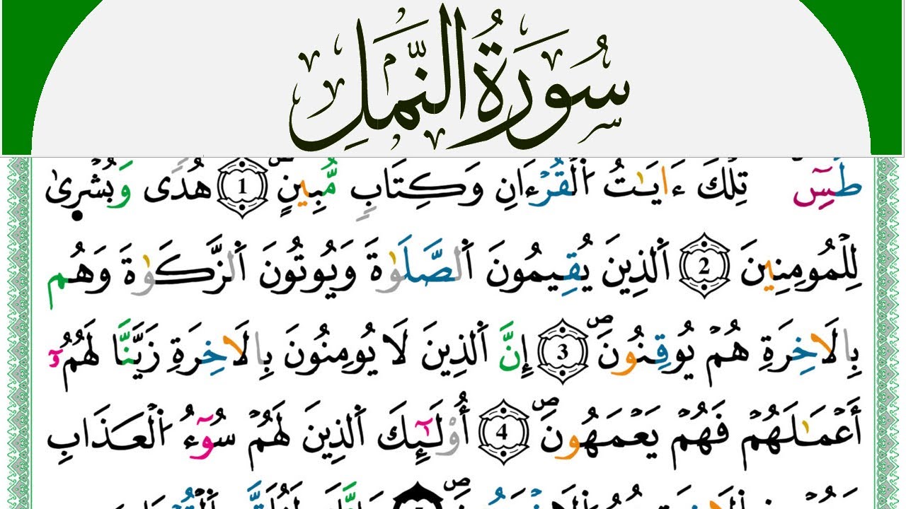 سورة النمل مكتوبة محمد سايد Surah Al Naml  برواية ورش عن نافع من طريق الازرق