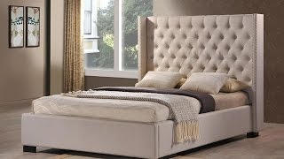 Leather Tufted Wingback Bed