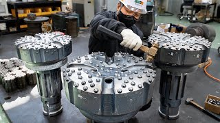 ロックドリルヘッドの製造プロセス。韓国の重機工場