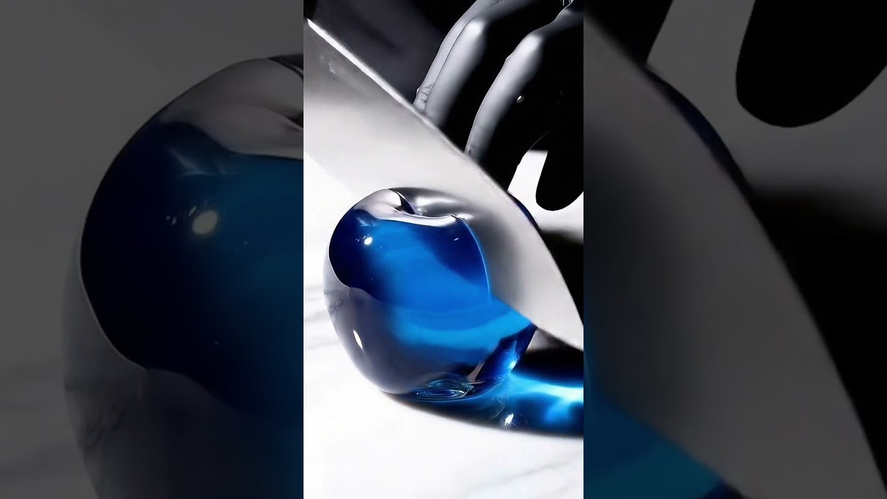 Cutting a Blue Glass Apple 🍎 | Ultra Satisfying ASMR in 4K 