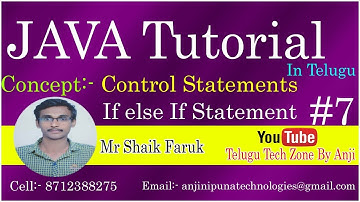 If else If Statement In Java In Telugu | Control Statements In Java In Telugu | Java Tutorial