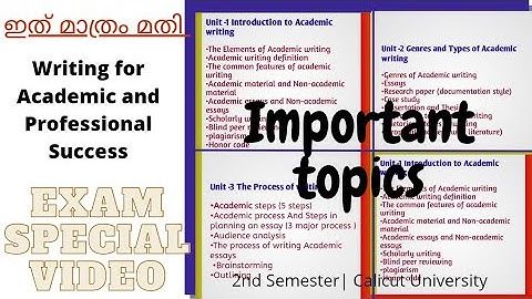 Academic writing Important topics ||Exam oriented video||2nd semester|| Calicut University