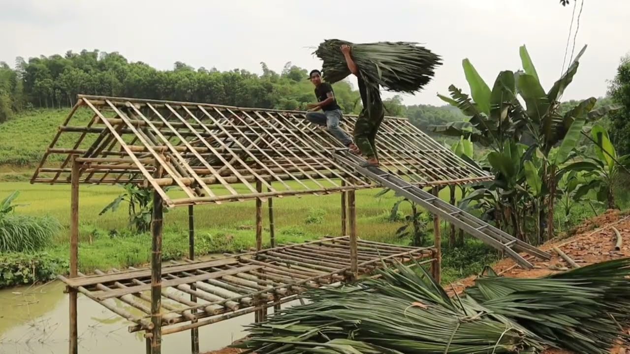 Primitive Life  Bamboo House Finally Finished with Balcony & Roof | Thành Lương TV